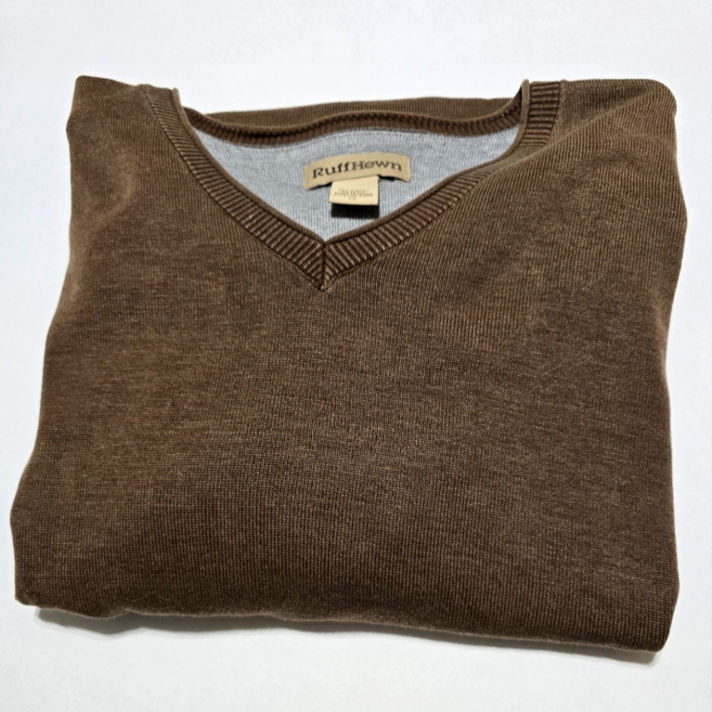 Ruff Hewn Men's Brown V-Neck Sweater